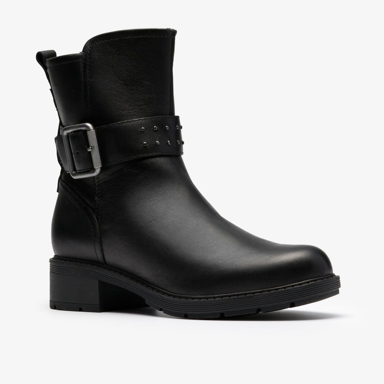 Women Hearth Buckle Black Leather