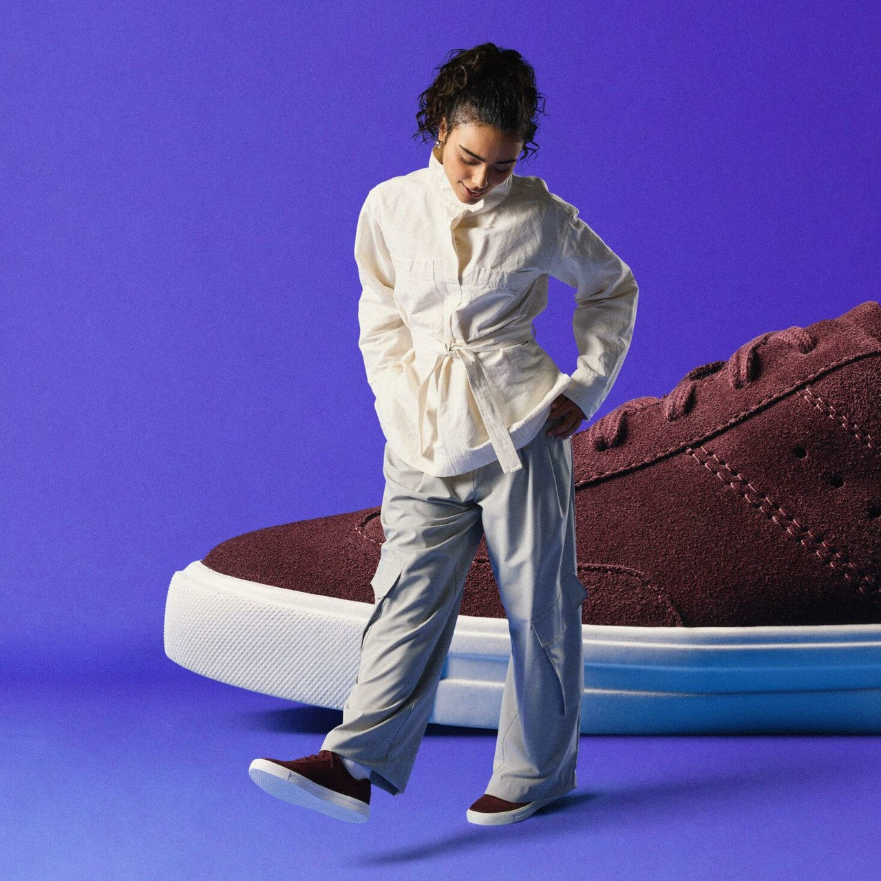 Women Makea Court Burgundy Suede