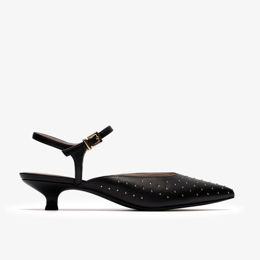 Women Pisa Stud Black Leather