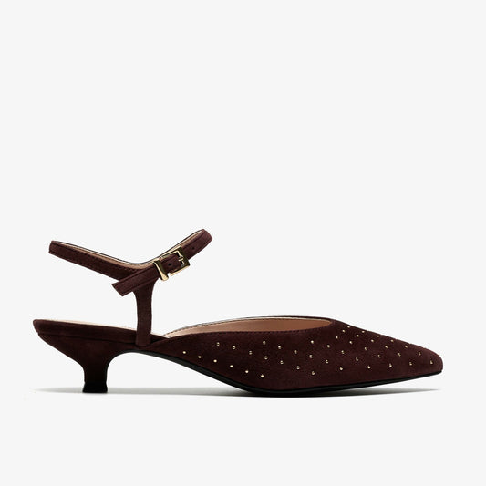 Women Pisa Stud Brown Suede