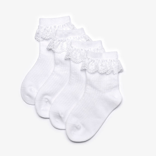 Kids Frilly Socks White 4 Pack 1-2 Years White